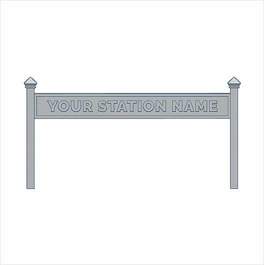 O Scale | Ready to Paint | Double-Sided Personalised Steam-Era Station Sign - Style 1 - Single Line of Text (3 pack)