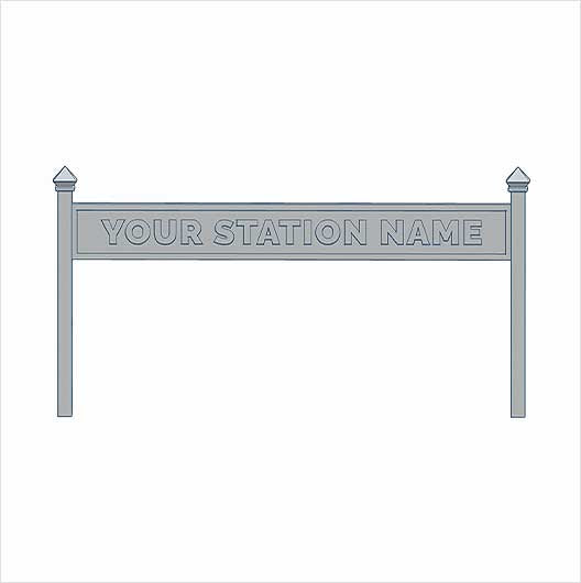 O Scale | Ready to Paint | Single-Sided Personalised Steam-Era Station Sign - Style 1 - Single Line of Text (3 pack)