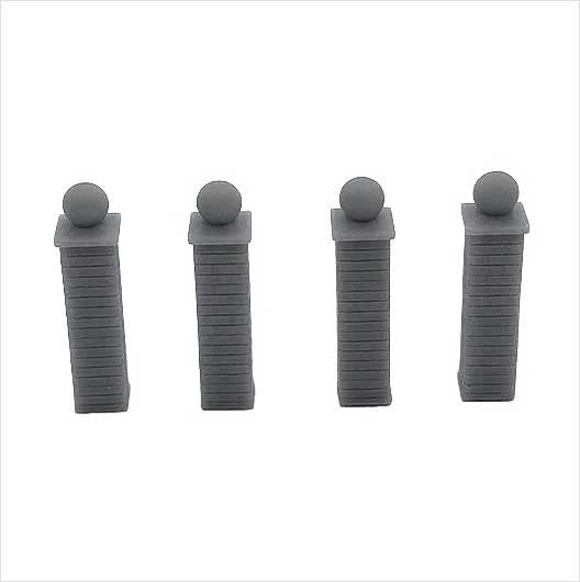 OO Scale | Brick Wall Pier with Ball-Style Caps (4 pack)