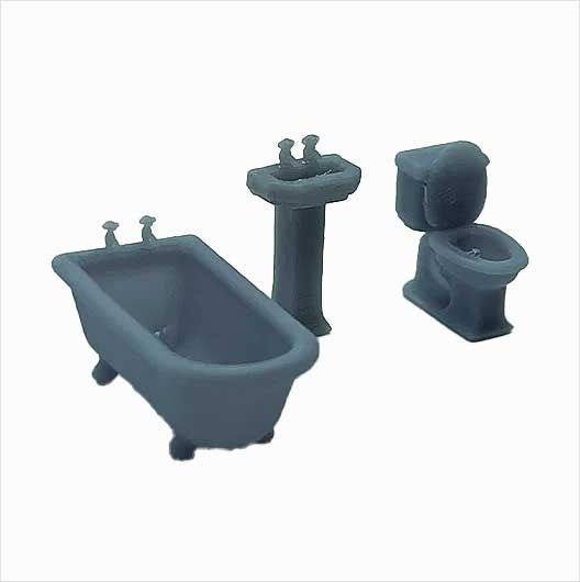 OO Scale | Bath, Basin and Toilet (3 pieces)