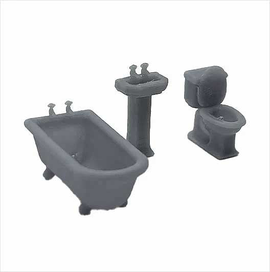 OO Scale | Bath, Basin and Toilet (3 pieces)