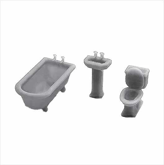 OO Scale | Bath, Basin and Toilet (3 pieces)