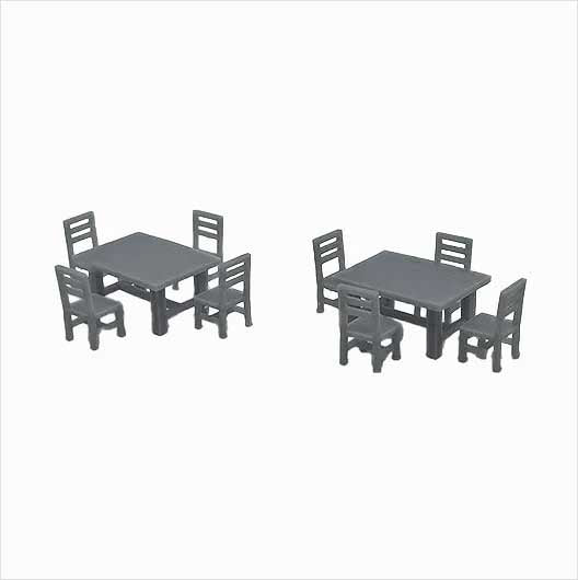 OO Scale | Table and Chairs - Style 1 (10 pieces)