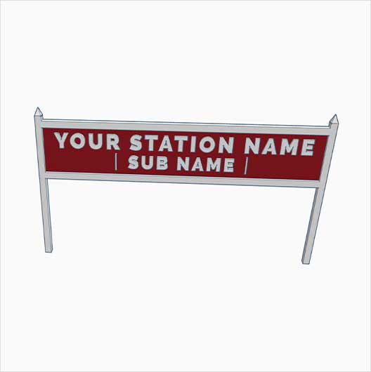 OO Scale | Single-Sided Custom Steam-Era Station Sign - Style 2 - Two Lines of Text (3 pack)