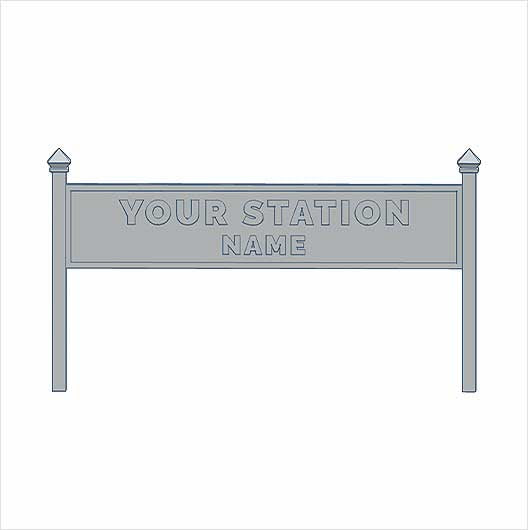 TT Scale | Single-Sided Custom Steam-Era Station Sign - Style 1 - Two Lines of Text (3 pack)