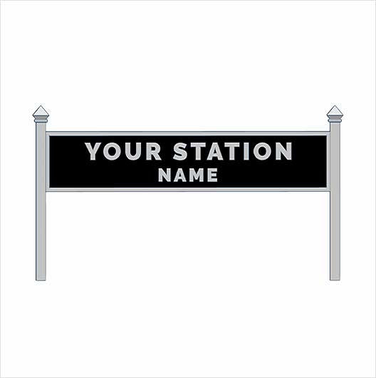 O Scale | Pre-Coloured | Single-Sided Personalised Steam-Era Station Name Board - Style 1 - Two Lines of Text