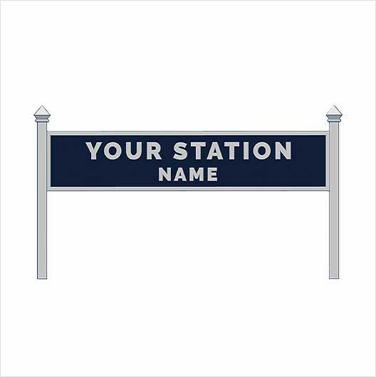 O Scale | Pre-Coloured | Single-Sided Personalised Steam-Era Station Name Board - Style 1 - Two Lines of Text