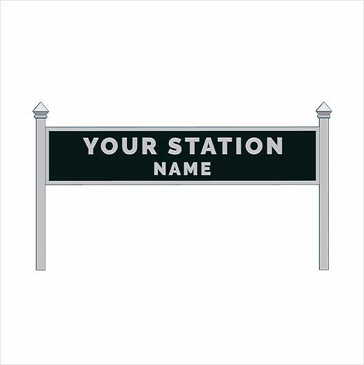 O Scale | Pre-Coloured | Single-Sided Personalised Steam-Era Station Name Board - Style 1 - Two Lines of Text