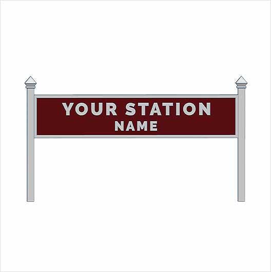 OO Scale | Pre-Coloured | Single-Sided Personalised Steam-Era Station Name Board - Style 1 - Two Lines of Text