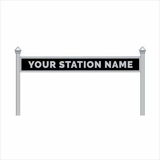 OO Scale | Single-Sided Personalised Steam-Era Station Name Board - Style 1 - Single Line of Text