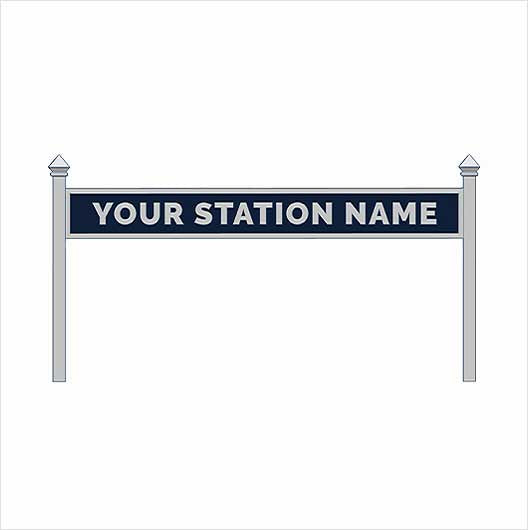 OO Scale | Single-Sided Personalised Steam-Era Station Name Board - Style 1 - Single Line of Text