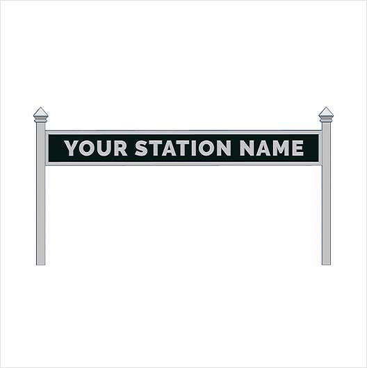 OO Scale | Pre-Coloured | Single-Sided Personalised Steam-Era Station Name Board - Style 1 - Single Line of Text