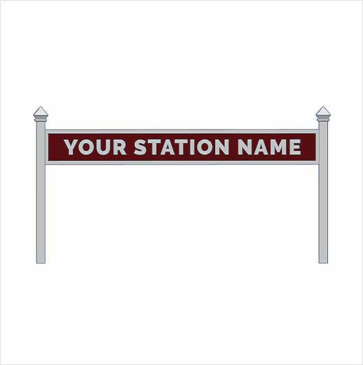 OO Scale | Pre-Coloured | Single-Sided Personalised Steam-Era Station Name Board - Style 1 - Single Line of Text