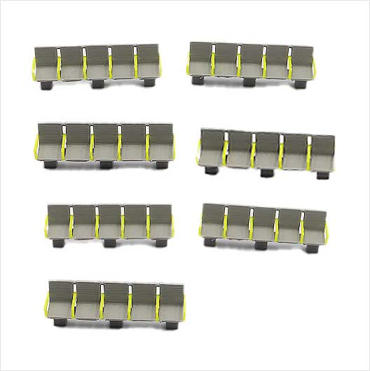 OO Scale | Grey Station Seating with Yellow Arms - Row of 5