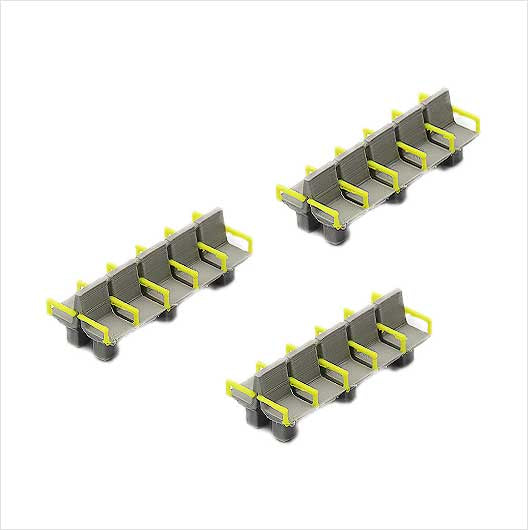 OO Scale | Grey Station Seating with Yellow Arms - Group of 10