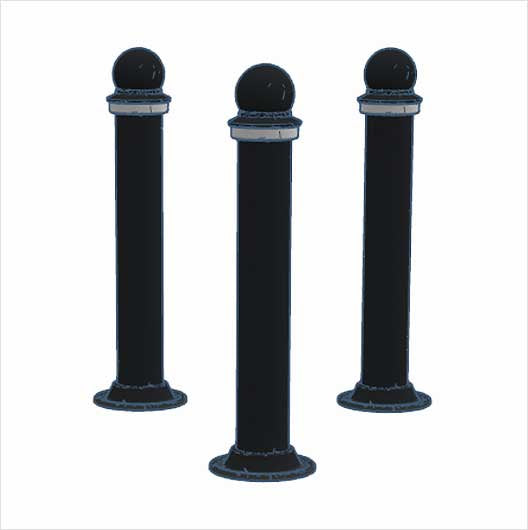 OO Scale | Black and White Slim Pedestrian Bollards