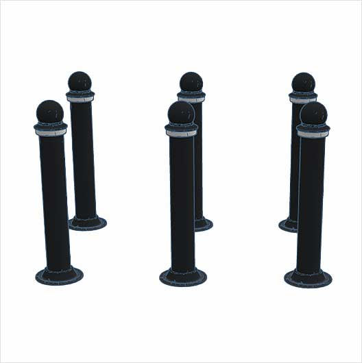 OO Scale | Black and White Slim Pedestrian Bollards