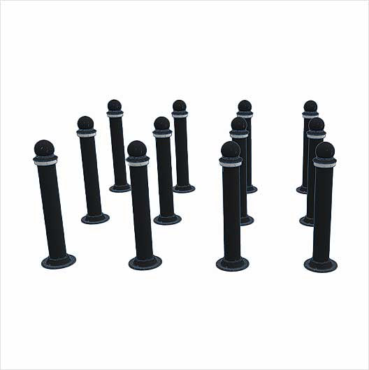 OO Scale | Black and White Slim Pedestrian Bollards