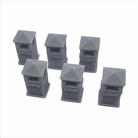 OO Scale | Civic Litter Bin - Style 1 (6 pack)