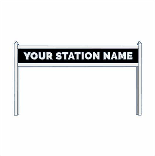 OO Scale | Pre-Coloured | Single-Sided Personalised Steam-Era Station Name Board - Style 2 - Single Line of Text