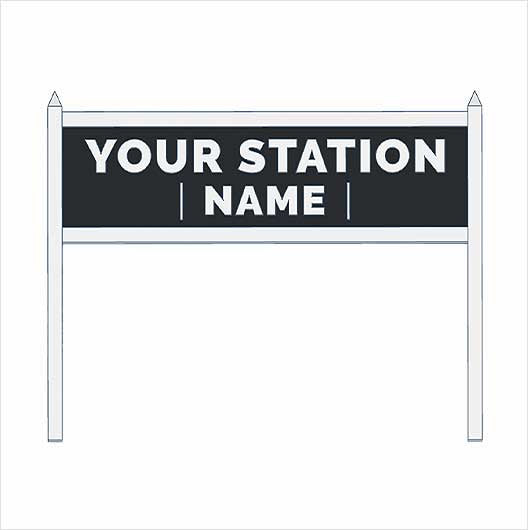 OO Scale | Pre-Coloured | Single-Sided Personalised Steam-Era Station Name Board - Style 2 - Two Lines of Text