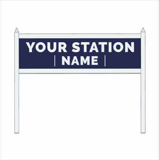 O Scale | Pre-Coloured | Single-Sided Personalised Steam-Era Station Name Board - Style 2 - Two Lines of Text