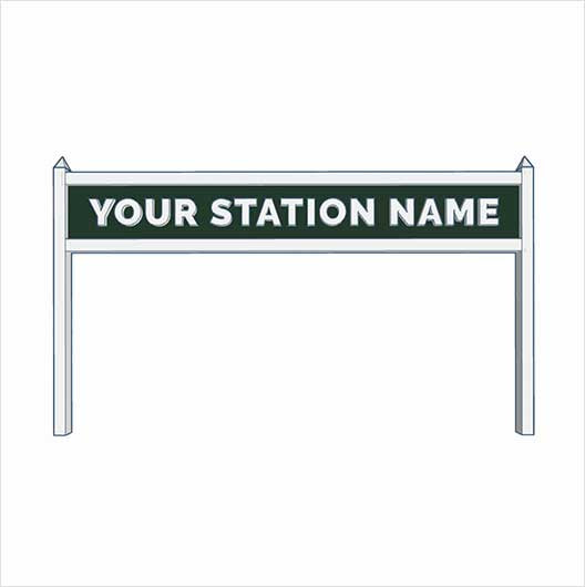 OO Scale | Single-Sided Personalised Steam-Era Station Name Board - Style 2 - Single Line of Text