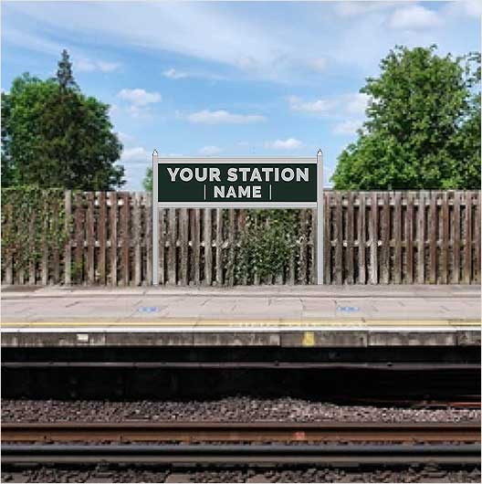 OO Scale | Pre-Coloured | Single-Sided Personalised Steam-Era Station Name Board - Style 2 - Two Lines of Text