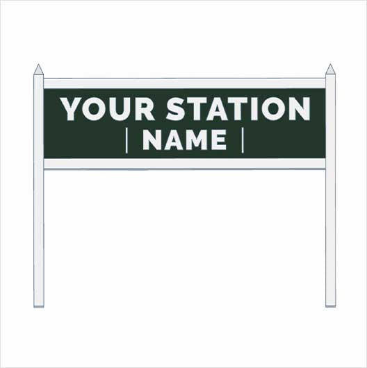 OO Scale | Pre-Coloured | Single-Sided Personalised Steam-Era Station Name Board - Style 2 - Two Lines of Text